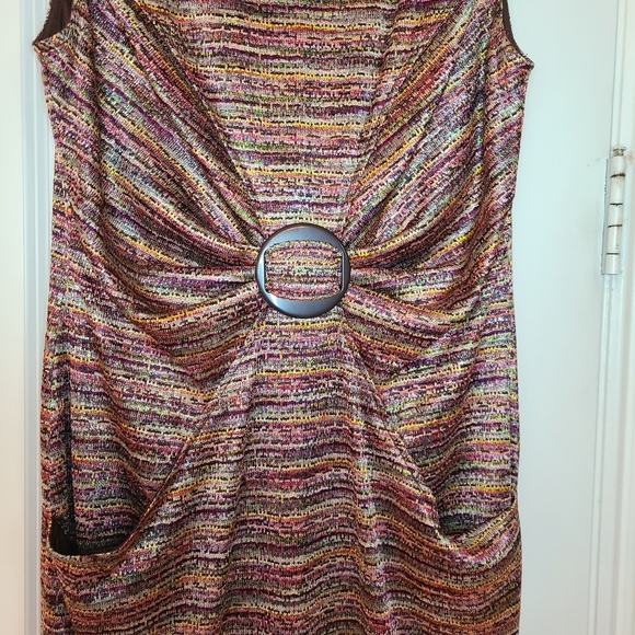 David Meister Knit Gathered Sheath Dress Multi-Color Size 12 - Picture 2 of 7